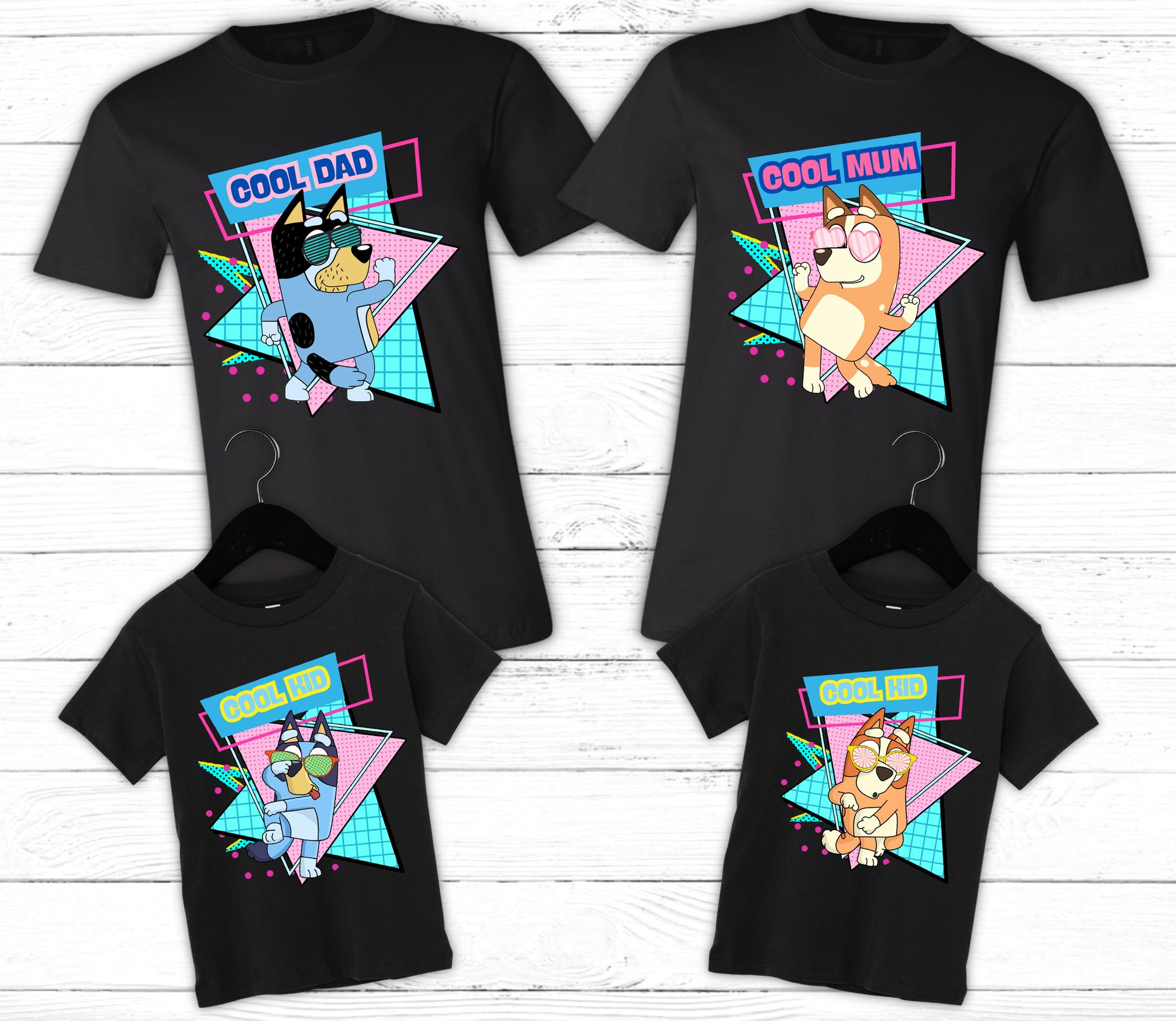 Bluey inspired family matching cartoon shirts