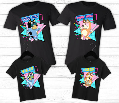 Bluey inspired family matching cartoon shirts