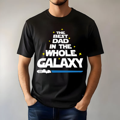 Best Dad in the Galaxy guardians inspired custom t-shirt front view