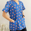 Christmas Unisex Printed Scrubs - Blue Santa