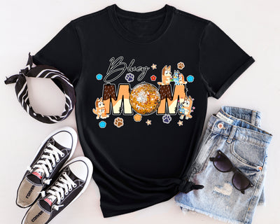 Fun Disco Bluey Mom graphic tee