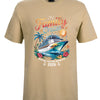 Beige t-shirt with a cruise ship graphic and 'Family Cruise' text on a white background