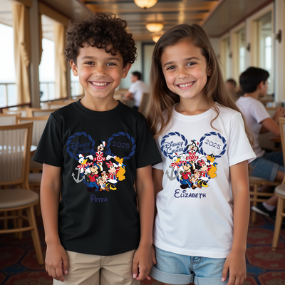 Deck Party Ready Disney Cruise inspired t-shirt with colorful cruise ship and party graphics