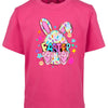 Pink t-shirt with Easter bunny design on a white background