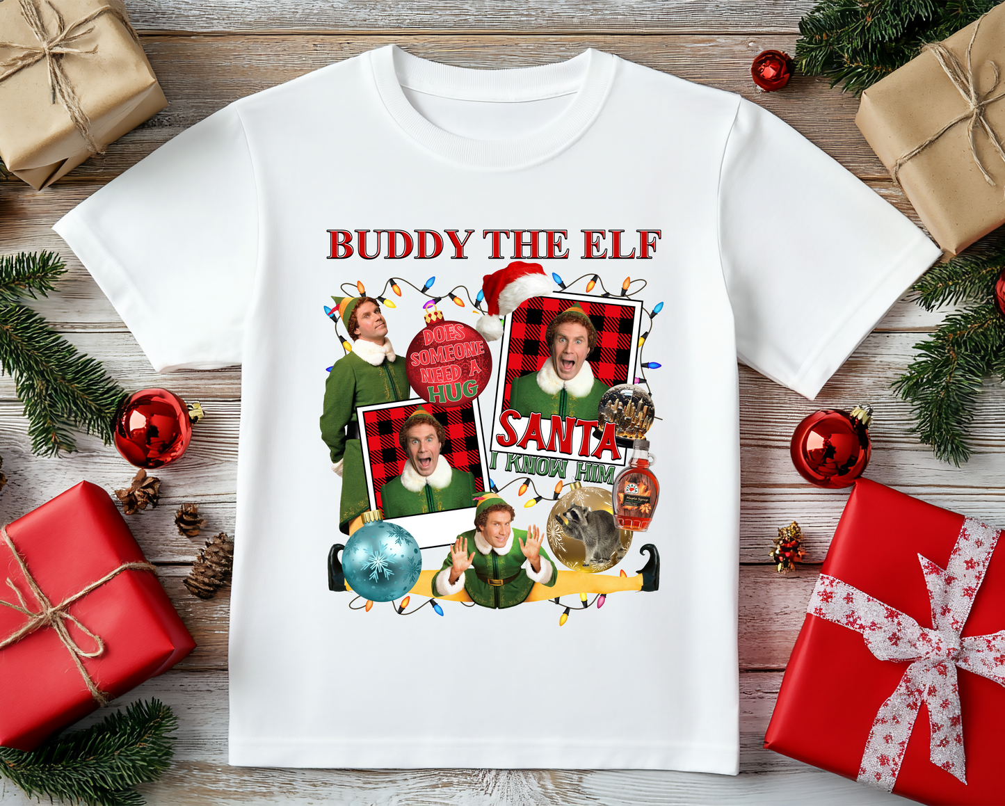Funny Elf inspired Christmas t-shirt for festive celebrations