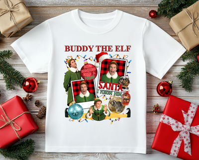 Funny Elf inspired Christmas t-shirt for festive celebrations