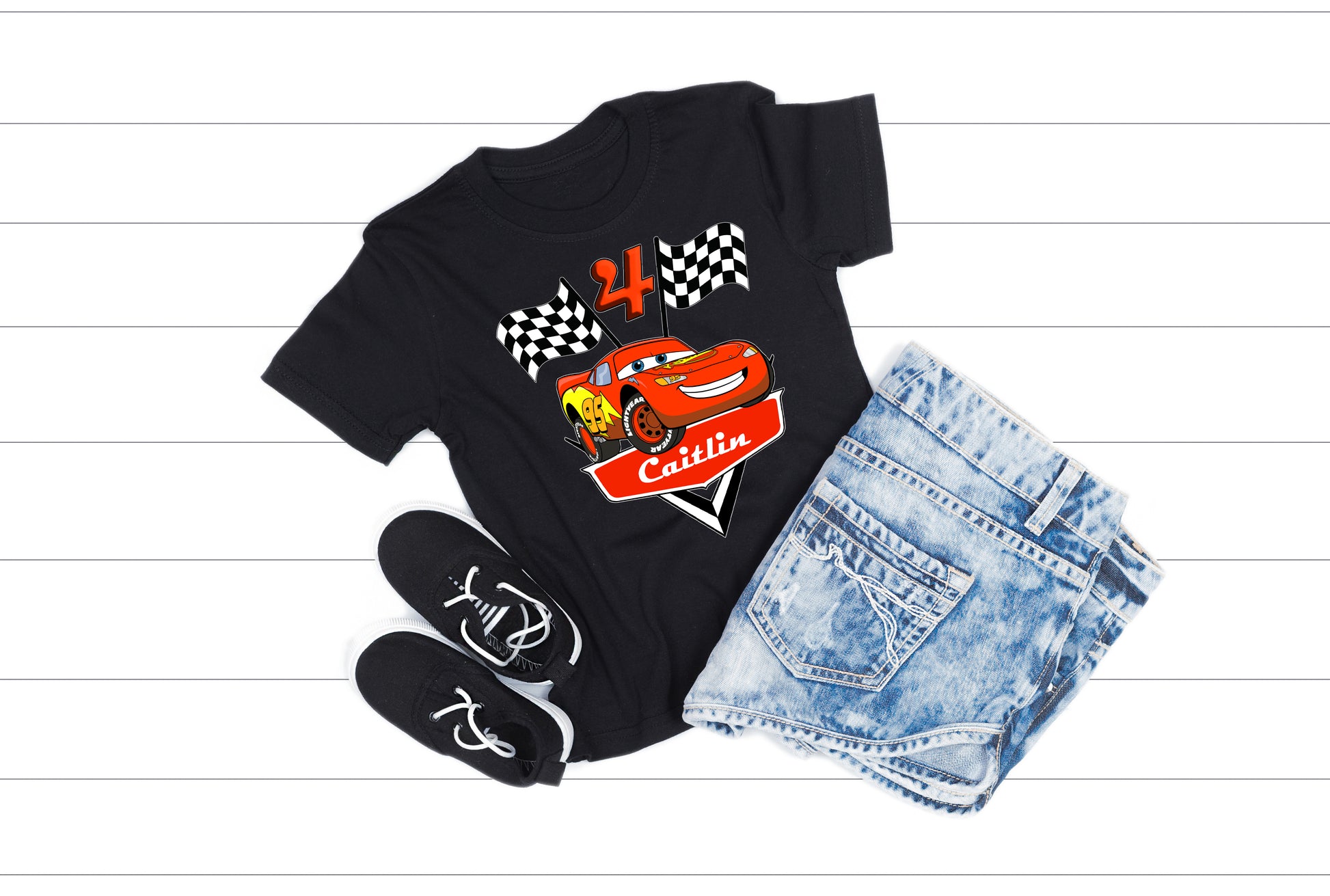 Lightning McQueen inspired birthday racing graphic tee