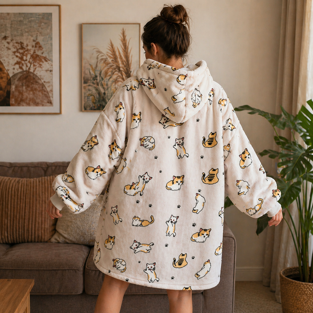 Oversized Wearable Blanket Hoodie – Plush & Personalised - Cats