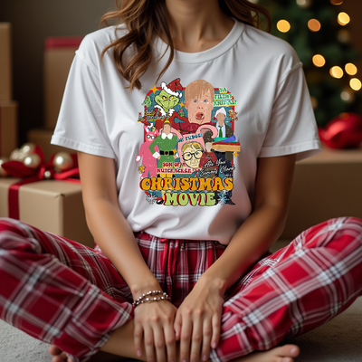 Retro Christmas Movie Marathon holiday graphic t-shirt front view