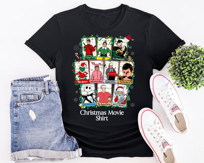 Festive multi-movie inspired Christmas T-shirt design