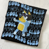 Tshirt with cartoon penguin design and 'Cool Dads Club' text on a white background