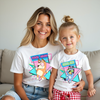 Cool Dad, Cool Mum & Cool Kid Bluey inspired matching family t-shirts front view