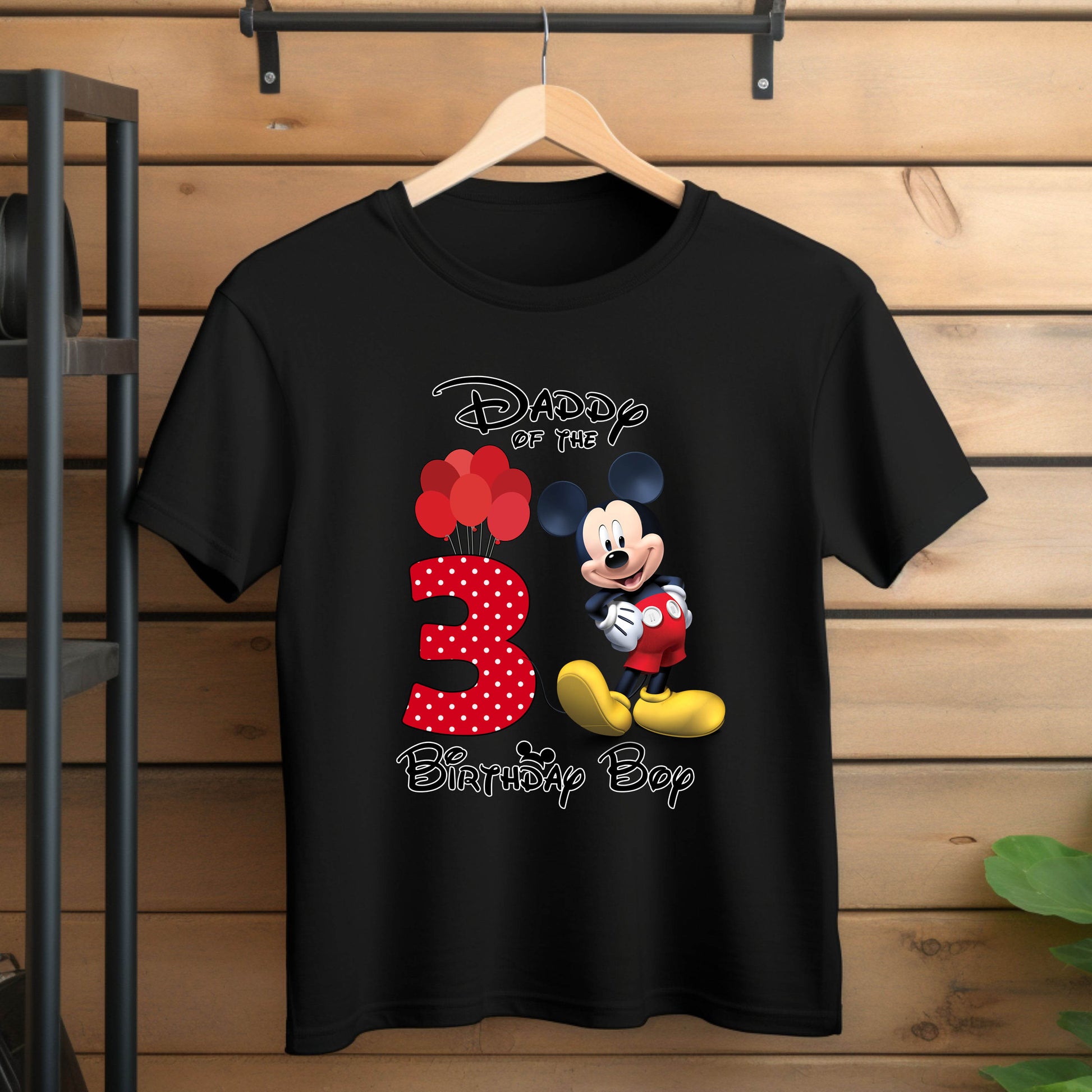 Children’s Disney inspired birthday t-shirt featuring classic mouse ears design.