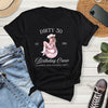 Flat lay of Dirty 30 Birthday Girl & Crew t-shirt