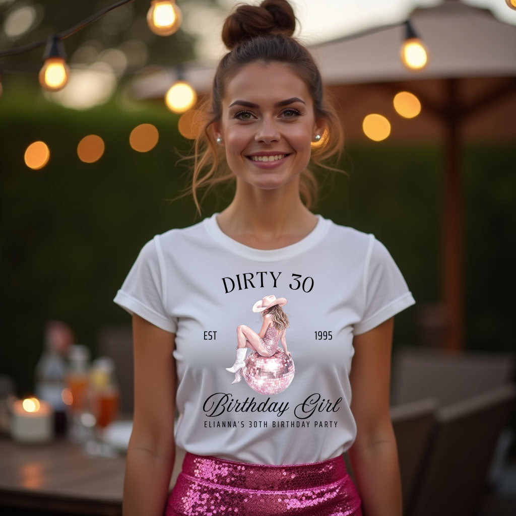 Dirty 30 Birthday Girl & Crew matching t-shirts