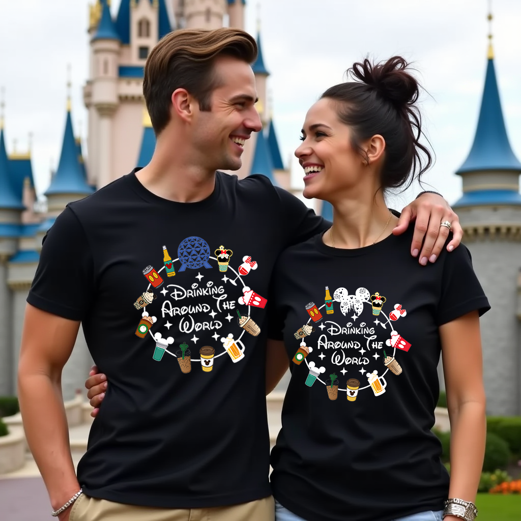 Fun park day outfit – Disney inspired t-shirt with themed beverages