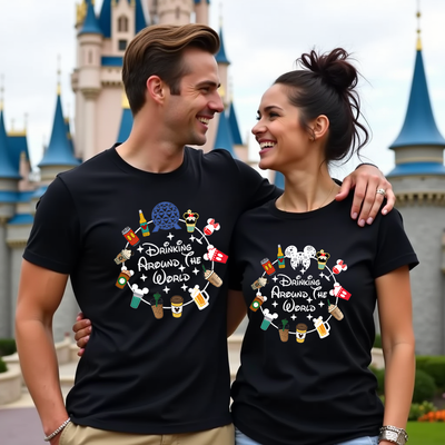 Fun park day outfit – Disney inspired t-shirt with themed beverages