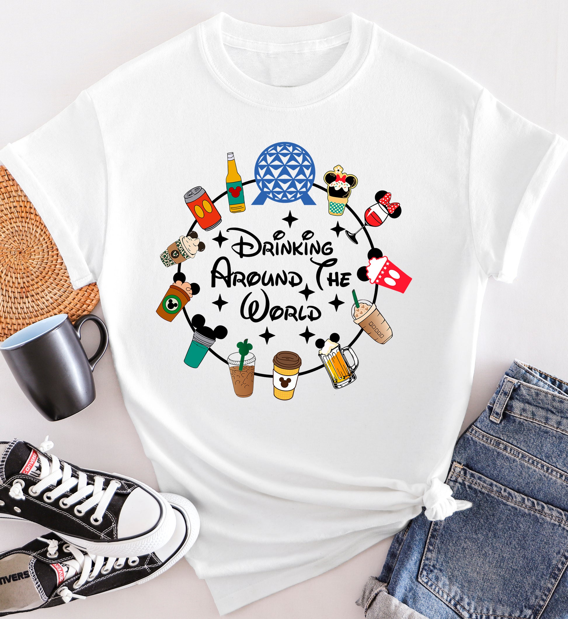 Disney drinking tee – Drink Around the World design styled flat