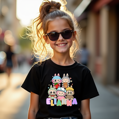Cute Labubu character tshirt with name added