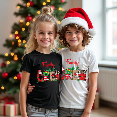 Custom Christmas Crew T-shirt personalised with family names