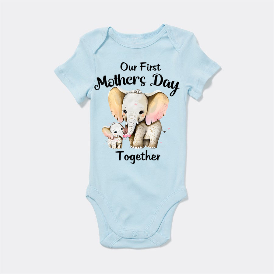 Our First Mothers Day Together Tshirt - Elephant & Baby Matching