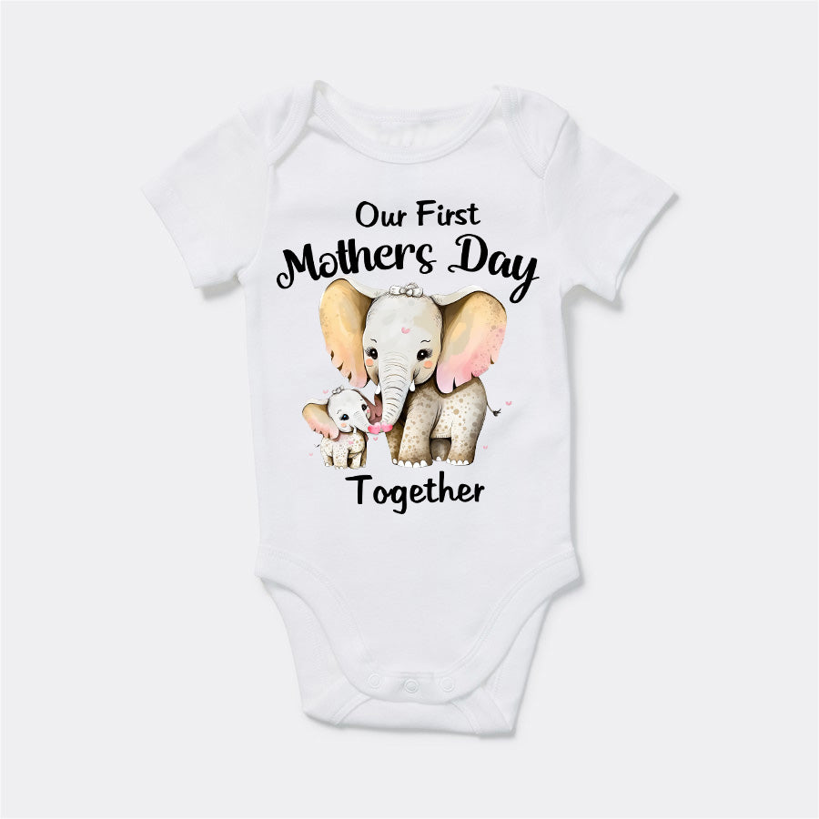 Our First Mothers Day Together Tshirt - Elephant & Baby Matching