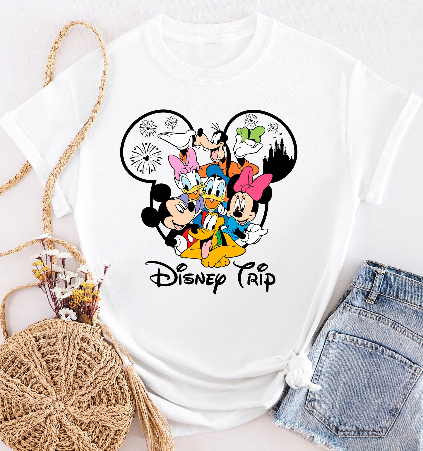 Matching family Disney tees – Family Mouse Moments shirt laid flat