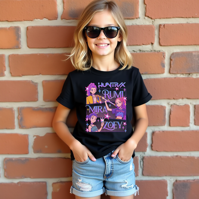 K-Pop Demon Hunters Huntrix Pop Group Netflix inspired t-shirt version 2 with alternate layout