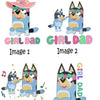 Four cartoon images of a dog with 'Girl Dad' text, labeled Image 1 to Image 4.
