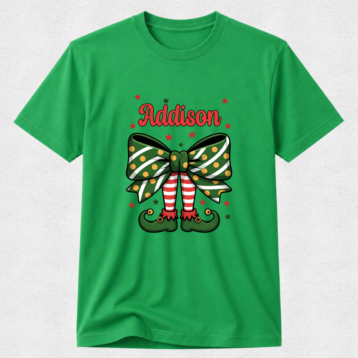 Elf Bow Shoes - Personalised Christmas Tshirt