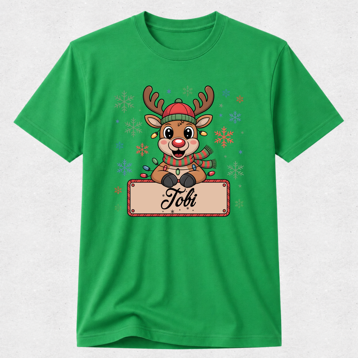Reindeer Plaque Snowflakes - Personalised Christmas Tshirt