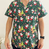 Christmas Unisex Printed Scrubs - Green Santa Toys