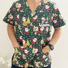 Christmas Unisex Printed Scrubs - Green Santa Toys