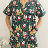 Christmas Unisex Printed Scrubs - Green Santa Toys