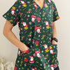 Christmas Unisex Printed Scrubs - Green Santa Claus