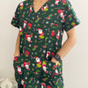 Christmas Unisex Printed Scrubs - Green Santa Claus
