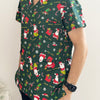 Christmas Unisex Printed Scrubs - Green Santa Claus