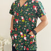 Christmas Unisex Printed Scrubs - Green Santa Claus