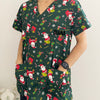Christmas Unisex Printed Scrubs - Green Santa Claus