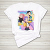 Retro anime inspired t-shirt design featuring K-pop style artwork