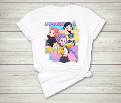 Retro anime inspired t-shirt design featuring K-pop style artwork