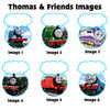 Design options for Thomas & Friends birthday t-shirts featuring train characters