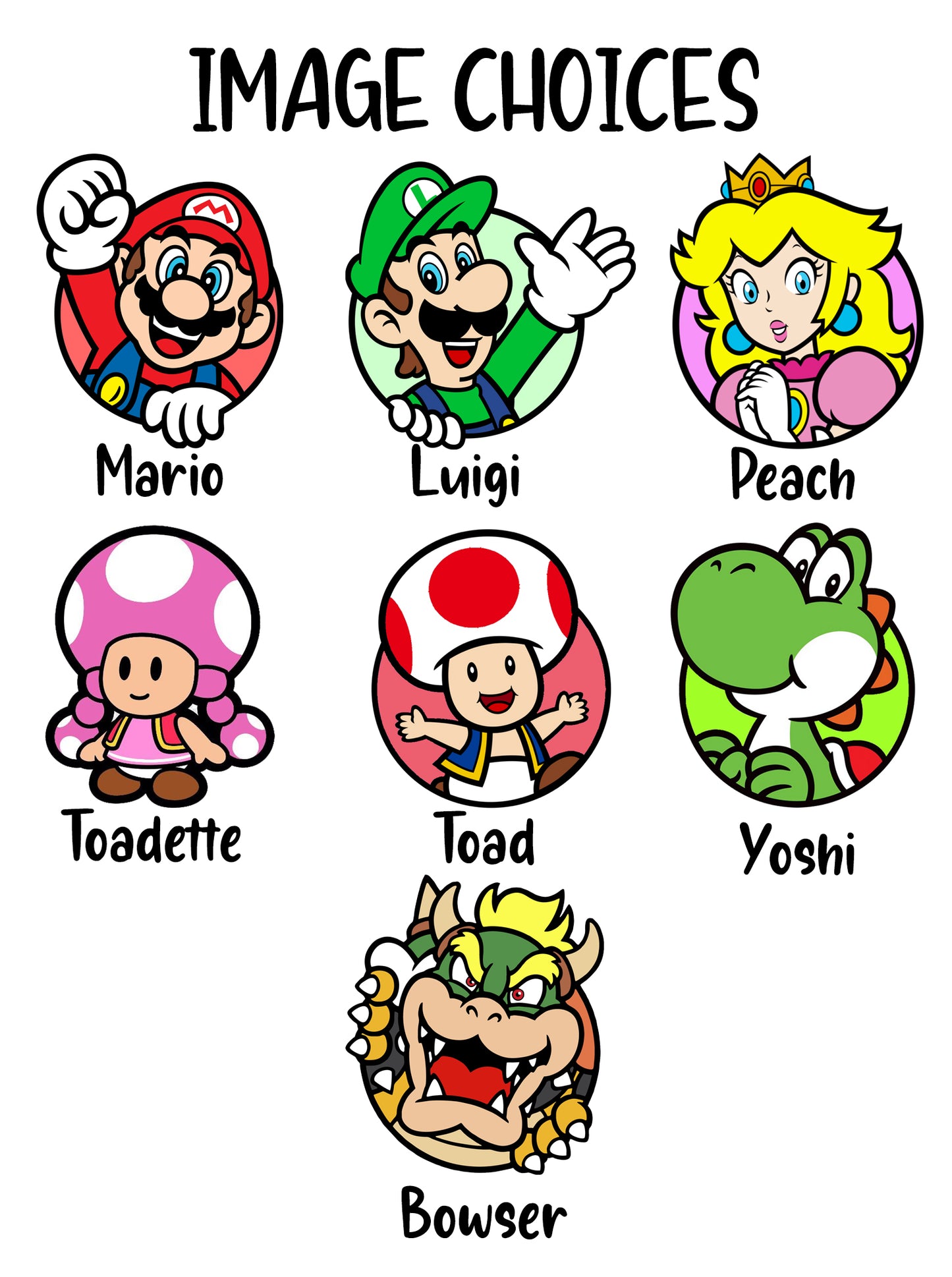 Super Mario Inspired Character Tshirt - Choose your Favourite Gamer