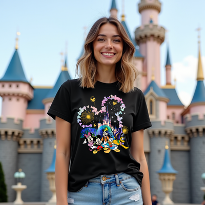 Disney inspired graphic t-shirt – Shining at the Castle design with shimmer effect