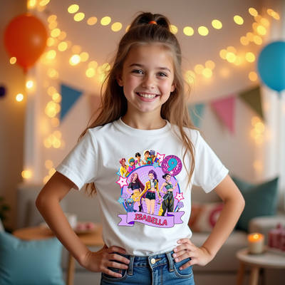 K-Pop Fan Idol Birthday T-shirt with Demon Hunters pop-art graphic design