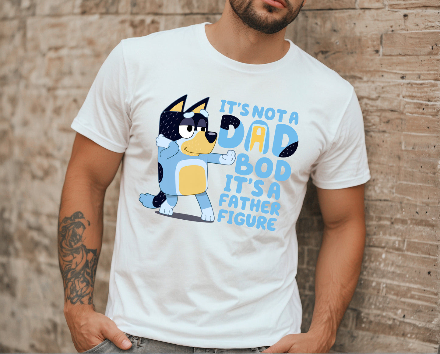 It’s Not a Dad’s Bod Bluey inspired Father’s Day t-shirt front view