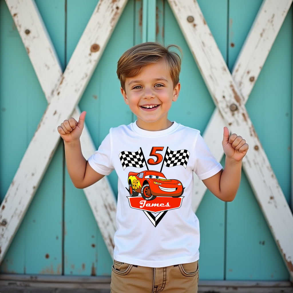 Birthday McQueen Style Disney Cars inspired racing t-shirt