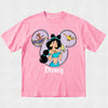 Pink t-shirt with Disney character design on a light gray background