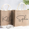 Personalised Large Jute Tote Bag - Natural