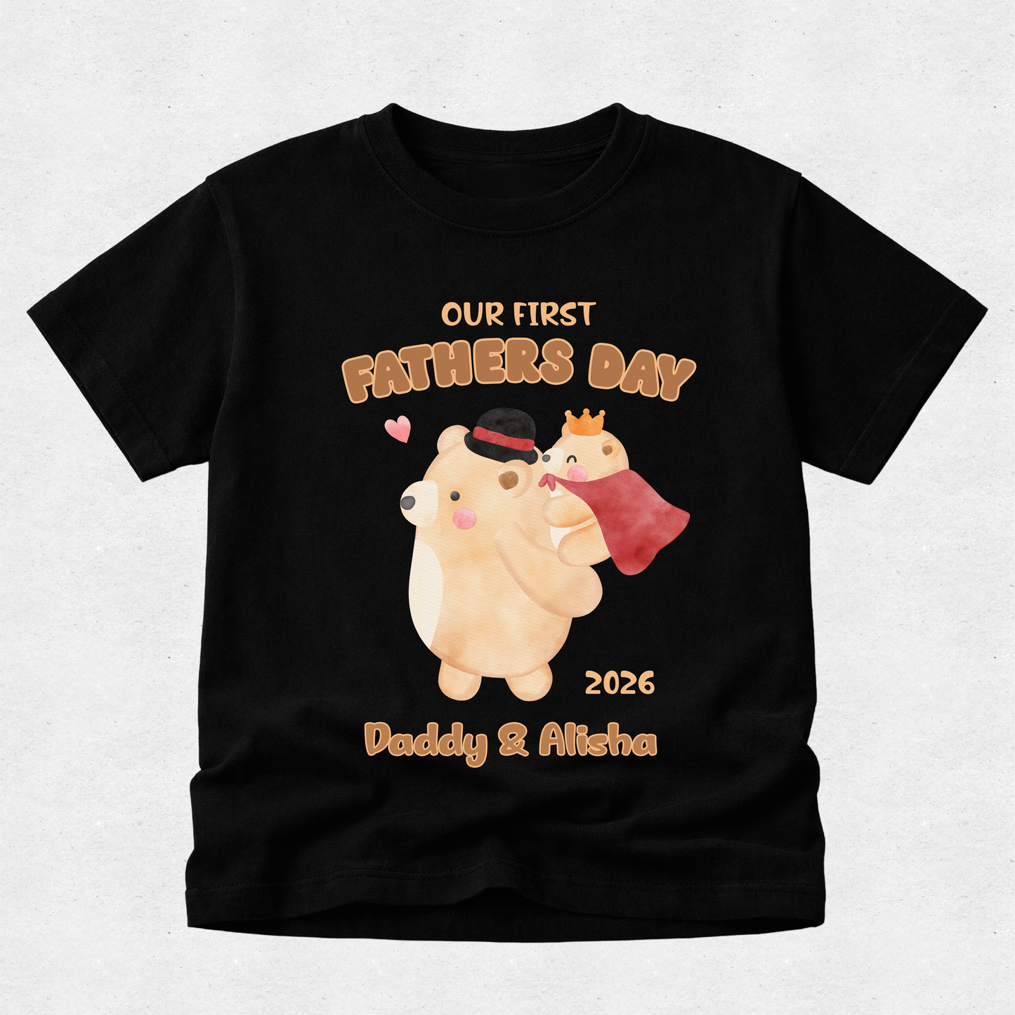 Teddy Bear Piggy Back -  Our First Fathers Day Matching Tshirt